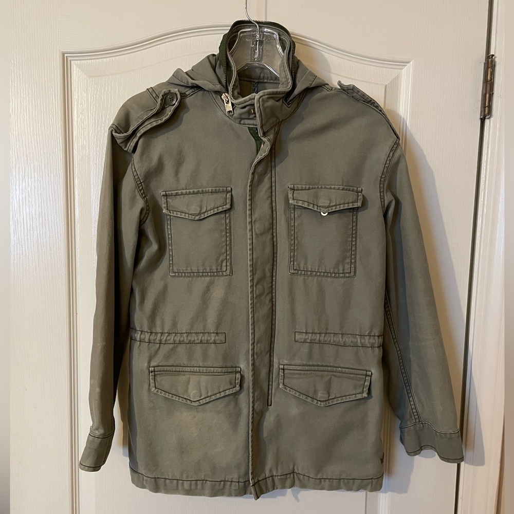 American Eagle Outfitters Chore Utility Field Hooded Army Green Jacket Size XS